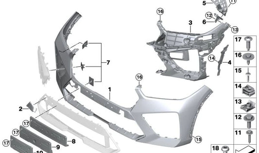 Insertion du pare-chocs avant avant pour BMW X5 F95 (OEM 51118076890). BMW d'origine