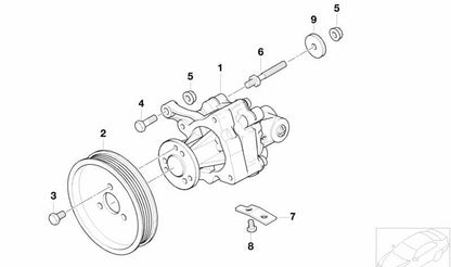 Polea de bomba de dirección asistida OEM 32421704636 para BMW E38 y E31. Original BMW.