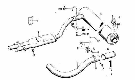 Silencioso delantero OEM 18121102836 para BMW E30, E34. Original BMW.