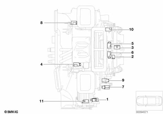 Attuatore del condotto dell'aria fredda sinistra per la BMW 7 E65, E66 (OEM 64116935081). BMW originale.