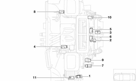 Motor del actuador de trampilla de aire trasera izquierda OEM 64116935071 para BMW E65 y E66. Original BMW.