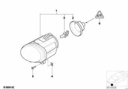 Tapa de cubierta del faro antiniebla para BMW X5 E53 (OEM 63178385742). Original BMW.