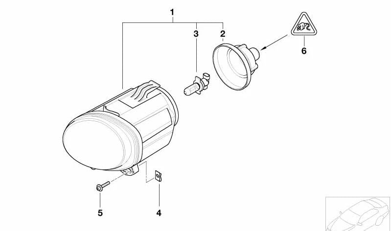 Left fog light for BMW X5 E53 (OEM 63178409025). Original BMW
