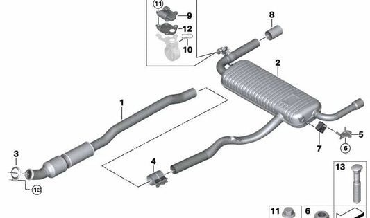 Arrière silencieux avec soupape d'échappement OEM 18308685829 pour BMW F39 (x2). BMW d'origine