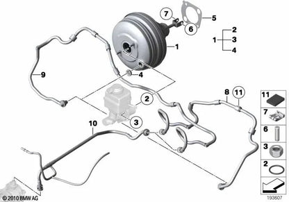 Conducto de vacío para BMW Serie 7 F01, F02 (OEM 11667601054). Original BMW