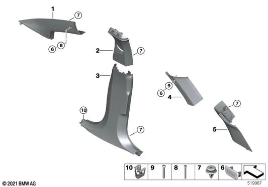 Pilar embelezado C acima da direita para BMW Series 2 U06 (OEM 51439474466). BMW original.