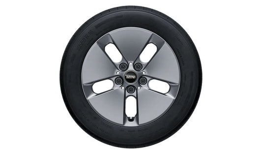 Cerchio in lega MINI Pin Spoke 990 6.5Jx16 ET40 Lightning Grey lucidato OEM 36107886558 per MINI Cooper J01 (2022-2025). MINI originale.