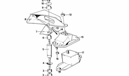 Suporte à direita Silentblock 11811175200 para BMW E23. BMW original.