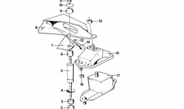 Soporte Silentblock Derecho OEM 11811175200 para BMW E23. Original BMW.