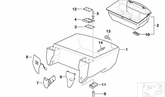 Parte inferior del baúl Top Case OEM 52537695648 para BMW Motorrad R1200GS LC, R1250GS, F850GS, F750GS, R1200RT, R1250RT, F900XR y más. Original BMW Motorrad.