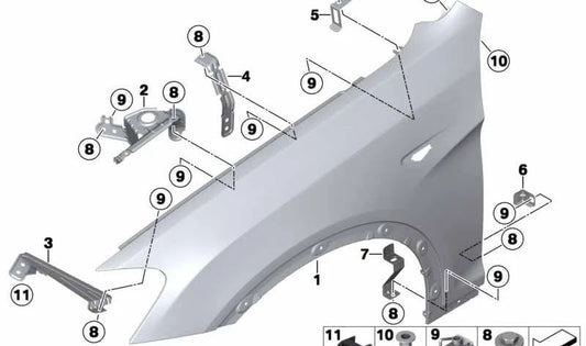 Tuerca remachable cabeza plana OEM 51717071271 para BMW E60, E61, E63, E64, F25, F26. Original BMW.