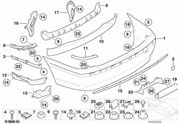 Carcasa trasera inferior para BMW Serie 7 E65, E66 (OEM 51127007848). Original BMW