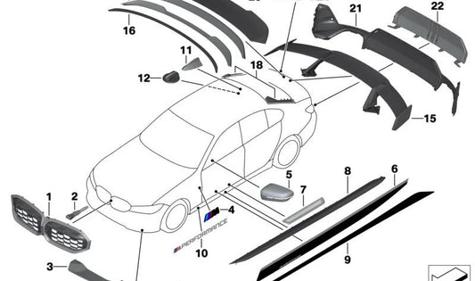 OEM 51195A57B14 Spoile posteriore del carbonio per BMW G20 (316d, 318d, 318i) | Modelli compatibili dal 07/2022 al 07/2027. BMW originale.