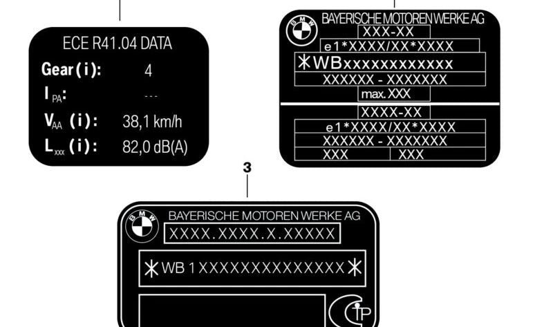 Rótulo indicativo "Instrucción Ruido" OEM 71228409540 para BMW F750GS, F800GS. Original BMW Motorrad.