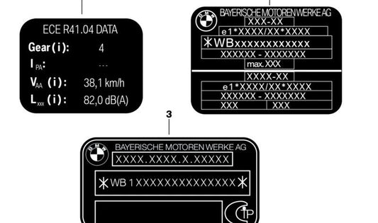 Rótulo indicativo "Instrucción Ruido" OEM 71228409540 para BMW F750GS, F800GS. Original BMW Motorrad.