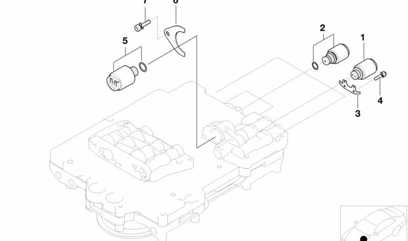 Válvula solenoide OEM 24341423368 para BMW E46, E39, E38, E85. Pieza original BMW compatible con modelos con caja de cambios automática A5S325Z. Repuesto original BMW.