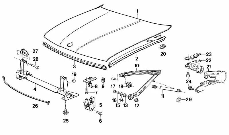 Bisagra capó OEM 41611946246 para BMW E34. Original BMW.