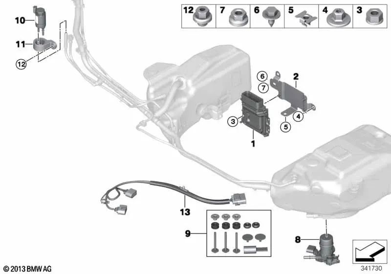 Transfer pump for BMW F07N, F10N (OEM 16197344263). Genuine BMW