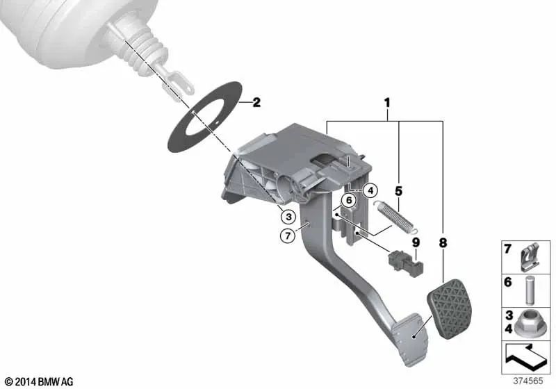 Conjunto de Pedales de Transmisión de Doble Embrague para BMW F87, F80, F82 (OEM 35006881148). Original BMW.