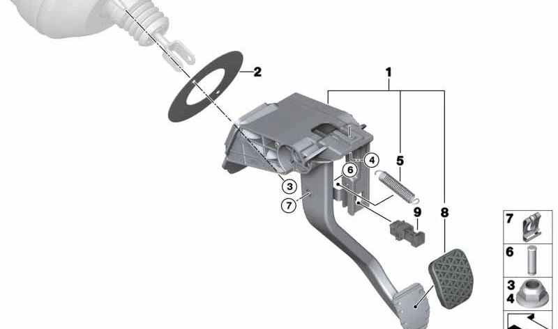 Pedalera completa (Fusshebelwerk) OEM 35006876797 para BMW F20, F21, F22, F23, F30, F31, F32, F33, F34, F36. Original BMW.