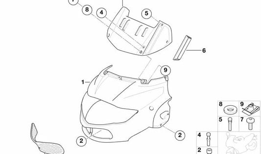 Cubierta lateral izquierda OEM 46637661851 para BMW Motorrad R1150RT, R850RT. Original BMW Motorrad.
