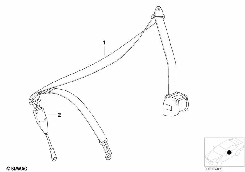 Cinturón de seguridad delantero derecho para BMW E30 (OEM 72111972068). Original BMW