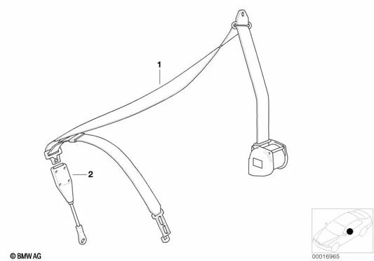 Ceinture de sécurité avant droite pour BMW E30 (OEM 72111972068). BMW d'origine