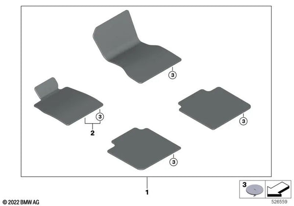 Juego de alfombrillas M ANTHRAZIT OEM 51475A65EC1 para BMW Serie 7 G70, G73. Original BMW.
