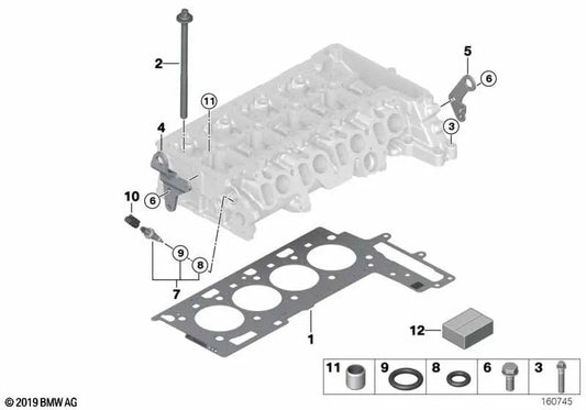 Junta de cabeçote sem amianto para BMW Série 1 E81, E82, E87N, E88, Série 3 E90, E90N, E91, E91N, E92, E93, Série 5 E60N, E61N, X1 E84, X3 E83N (OEM 11128506128). BMW original