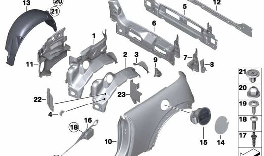 Tapa acceso al depósito servoacción OEM 51257112132 para MINI R52 Cabrio, R50 One, R53 Cooper S... y más. Original MINI.
