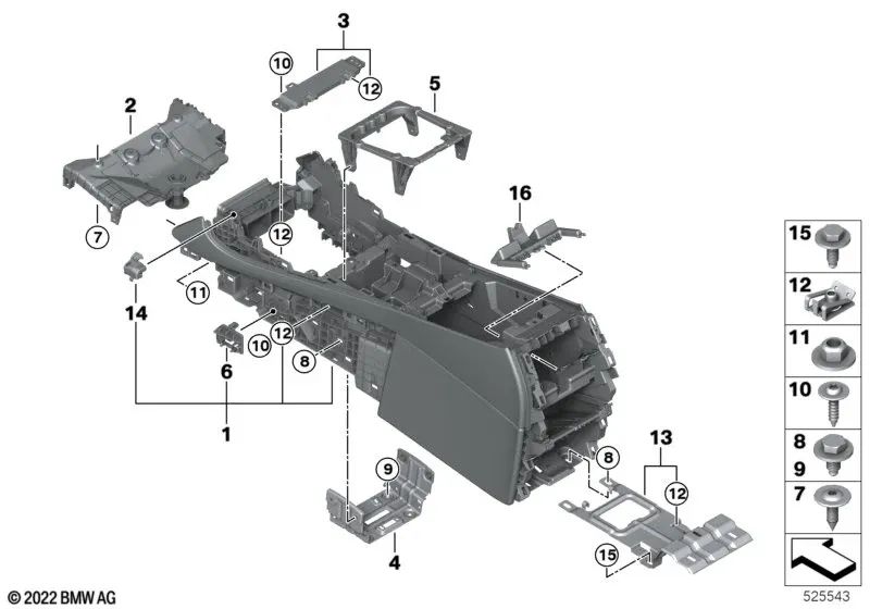Console Central para BMW G05, G07 (OEM 51169108360). BMW original