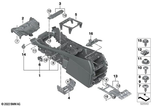 Console Central para BMW G05, G07 (OEM 51169108360). BMW original