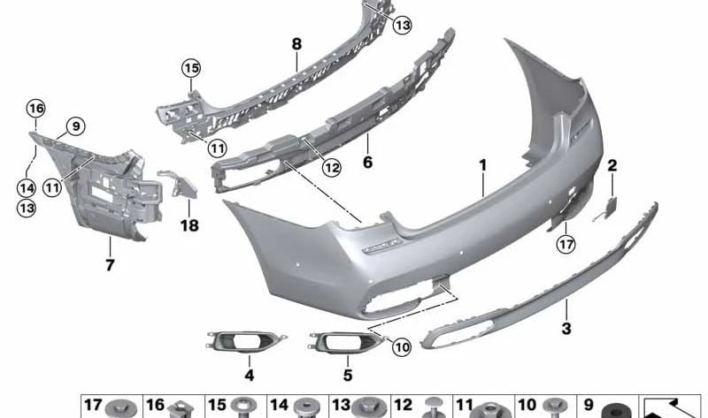 Blende izquierda para BMW G11, G12 (OEM 51128063167). Original BMW