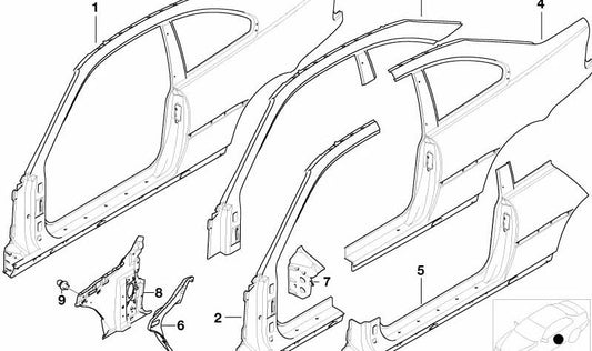 Pilar A izquierdo exterior OEM 41217111421 para BMW Serie 3 E46. Pieza original BMW.