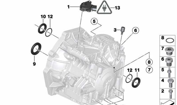 Tornillo hexagonal OEM 24117570795 para MINI R53, Cabrio R52. Original MINI.
