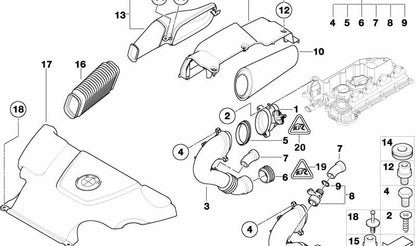 Caudalímetro de aire OEM 13627787076 para BMW E46, E39, E38, X5 E53. Sensor de masa de aire original BMW para medir entrada de aire en motor. Repuesto original BMW.
