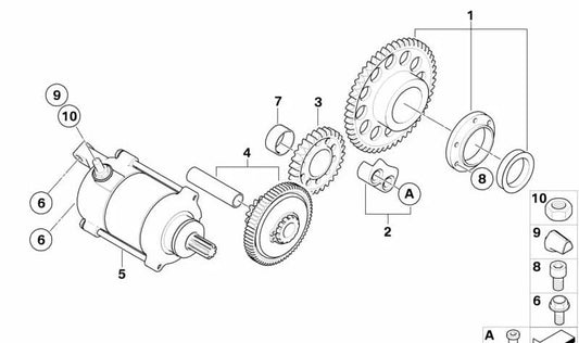 Juego de ruedas de arranque OEM 12417715436 para motos BMW G 450 X (K16). Original BMW Motorrad.