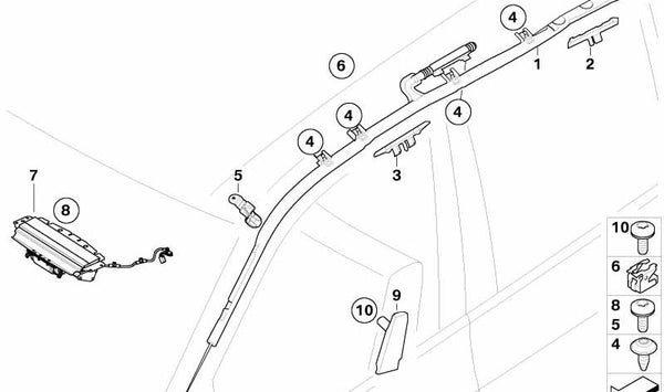 Embellecedor interior del pilar B OEM 72127222249 para BMW X6 E71, E72. Original BMW.