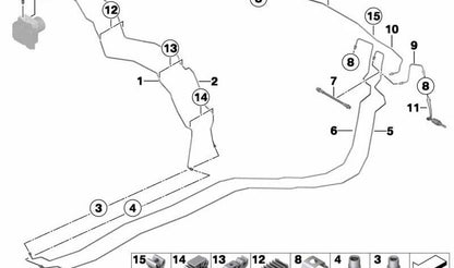 Tubería para BMW Serie 1 E81, E82, E87, E88 (OEM 34326853519). Original BMW
