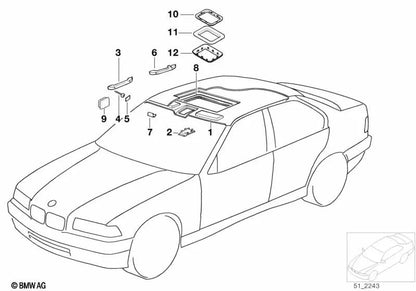 Asidero trasero derecho para BMW Serie 3 E36 (OEM 51168173490). Original BMW
