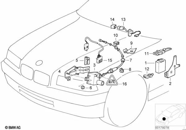Cable de control de velocidad para BMW Serie 3 E36 (OEM 65718383029). Original BMW