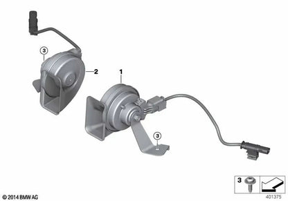 Bocina de tonos agudos OEM 61338737036 para BMW X1 F48 LCI (05/2018 - 06/2022). Original BMW.