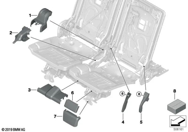 Tapa delantera para BMW G07, G07N (OEM 52307955607). Original BMW