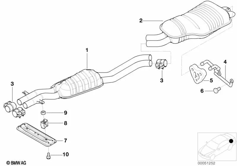 Soporte de goma para BMW Serie 3 E46 (OEM 18207790693). Original BMW.