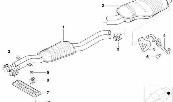 Silencioso intermedio OEM 18307798311 para BMW E46 (316i, 318i, 320i, 323i, 325i, 328i, 330i). Original BMW.