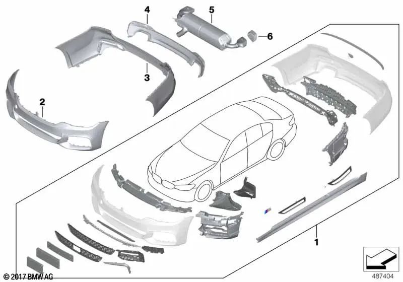 Rear silencer with exhaust valve for BMW G30, G30N (OEM 18308658508). Original BMW
