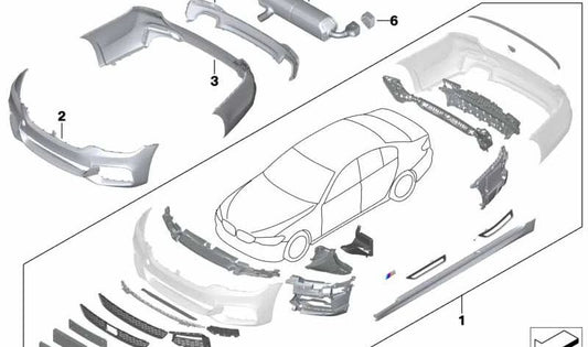 Silence arrière OEM 18308657599 pour BMW G30, G31. BMW d'origine.