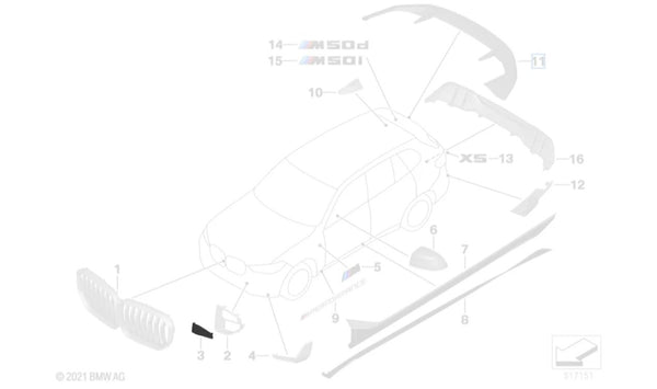 Tapas Ciegas M Performance para BMW X5 G05, G18 (OEM 51112470633). Original BMW