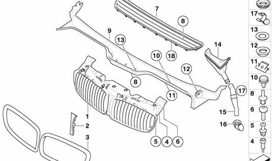 Tubo desagüe agua delantero OEM 51717027043 para BMW E65, E66 (730d, 730i, 735i). Original BMW.