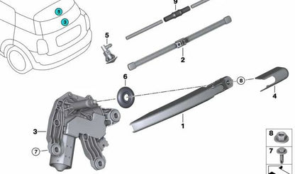 Tapa eje limpiaparabrisas OEM 61627344668 para BMW i3 (I01), MINI Countryman (F60). Original BMW.